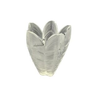 Signed Lalique Papillon Butterfly Vase‎ Frosted Crystal Feuilles Leaf Designer